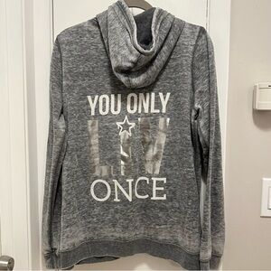 WWE LIV MORGAN You Only Liv Once Full Zip Hoodie Sweatshirt Womens XL gray RARE